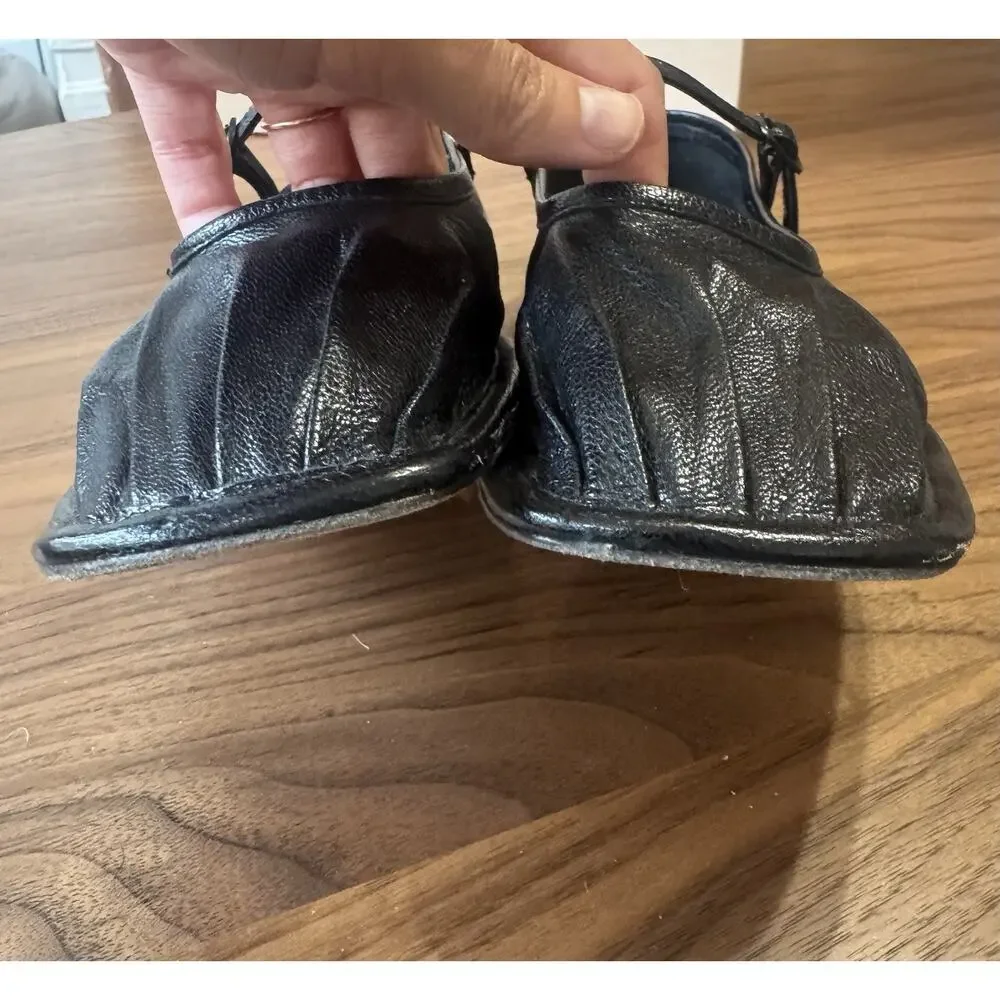 Hereu Dansa 38 / 8 / 7.5 Black Mary Jane Ballet Flat Leather Shoes